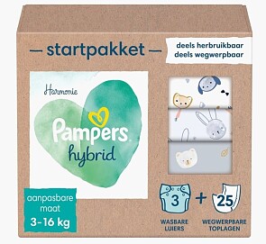 3 wasbare luiers van pampers + 25 toplagen