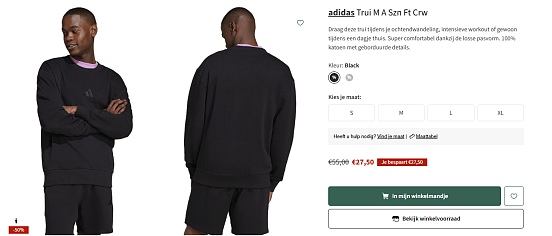 Adidas trui voor €27,50 ipv €55 bij AS Adventure