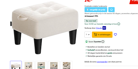 Voetenbank voor 14.95€ bij bol