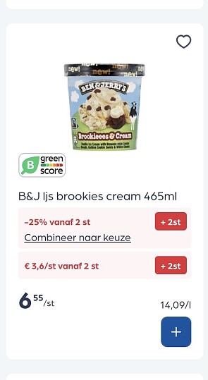 Ben&jerrys met dubbele korting