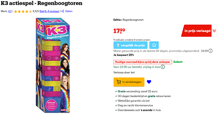 Regenboogtoren K3 Stapel- en Balansspel goedkoop bij Bol & Lobbes