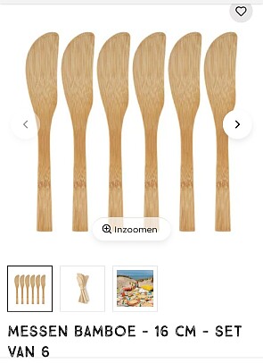 Messen bamboe 16 cm set van 6 -70%