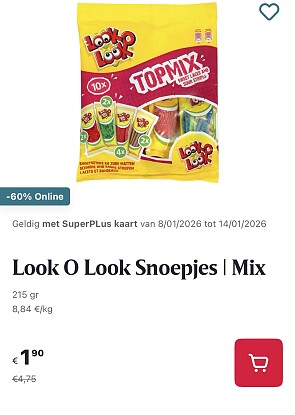 Look o look snoepjes mix 215 gram -60% op delhaize.be