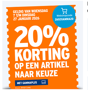 Gamma 20% op artikel naar keuze