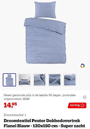 Droomtextiel peuter en kinder dekbedovertrek flanel -50%