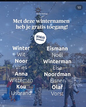 Heb jij een winternaam? Dan bezoek je Toverland gratis op 10 & 11 januari