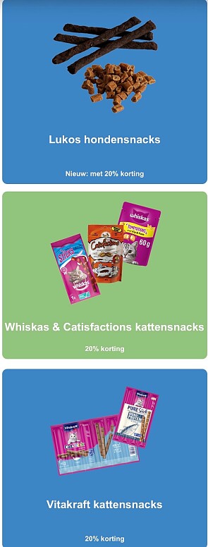 Honden en kattensnacks -20%