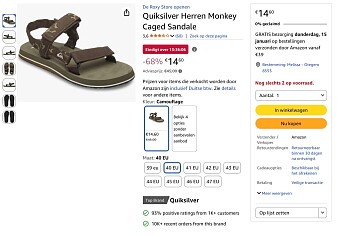 Quiksilver Herren Monkey Caged Sandale Maat 40 korting -68%