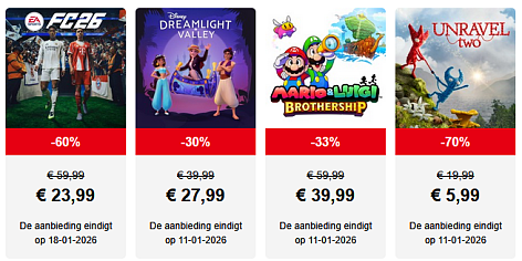 Tot 70% korting op Nintendo spelletjes in de e-shop