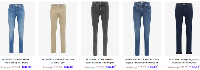 Mustang broeken vanaf 32 euro!
