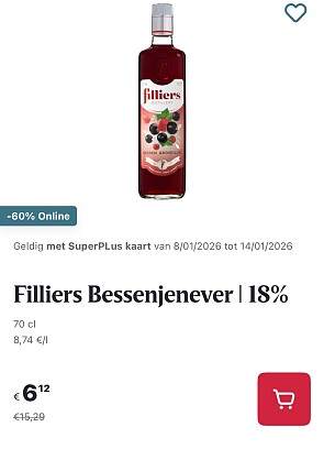 Filliers bessenjenever 18% -60% op delhaize.be