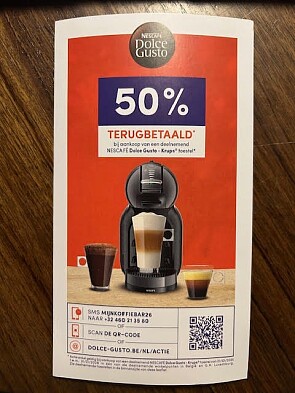 50 % Terugbetaald bij aankoop van een deelnemend NESCAFÉ Dolce Gusto - Krups toestel toestel