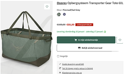 -50% Osprey Opbergsysteem Transporter Gear Tote 60L
