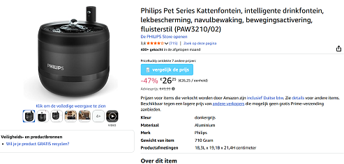 Waterfontein voor katten van Philips
