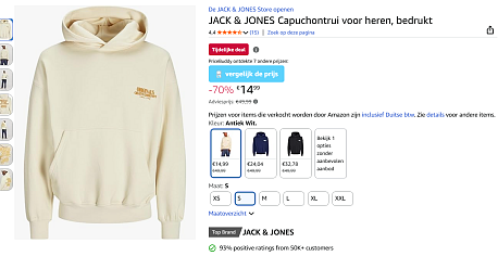 14.99€ voor sweater van Jack and Jones