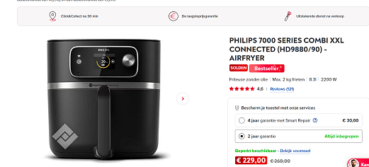 PHILIPS 7000 SERIES COMBI XXL CONNECTED (HD9880/90) - AIRFRYER