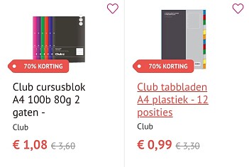 Bureau artikelen met 70% korting