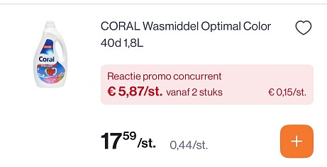 Coral wasmidddel optimal color 40 d voor slechts 0,15/d