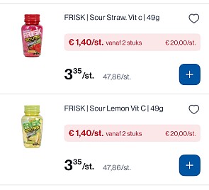 Frisk sour voor slechts 1,40€/doosje