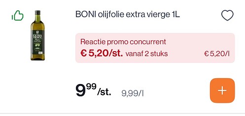 Boni olijfolie extra vierge 1L voor slechts 5,20€