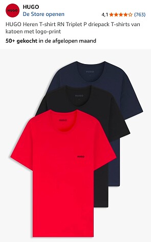 HUGO Heren T-shirt 3 stuks -51%