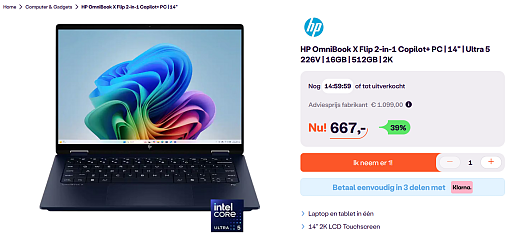 HP OmniBook X Flip 2-in-1 Copilot+ PC | 14" | Ultra 5 226V | 16GB | 512GB | 2K