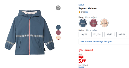 Lupilu® regenjas voor meisjes -53% bij Lidl