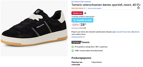 Sneakers van Tamaris maat 40 met 68% korting