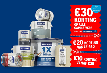 Tot €30 korting op alle GAMMA verf