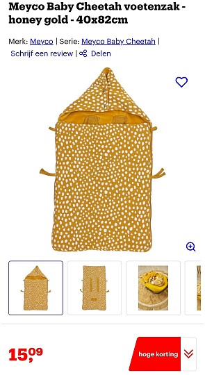 Meyco Baby Cheetah voetenzak - honey gold - 40x82cm