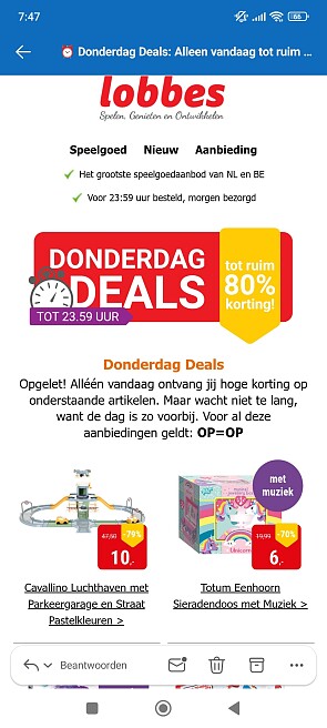 Donderdagdeal bij Lobbes: tot -80% op speelgoed