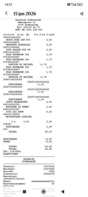 Delhaize: solo room 1+1 en bonnen