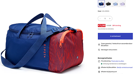 -38% handige, opvouwbare sporttas 20L bij Decathlon