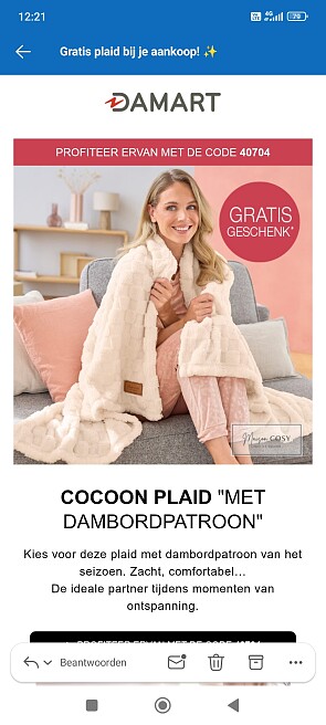 Gratis plaid bij Damart