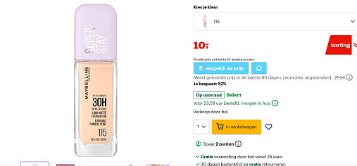 Maybelline Foundation voor 10€ verschillende tinten