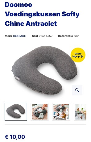 Doomoo Voedingskussen Softy Chine Antraciet