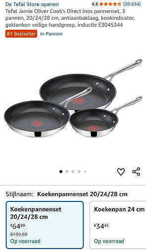 Tefal Jamie Oliver pannenset E304S344 -54%