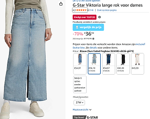 G-Star Viktoria lange rok met hoge korting bij Amazon