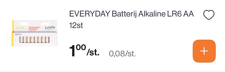 Everyday alkaline batterijen AA (LR6) 12 st voor slechts 1,00€