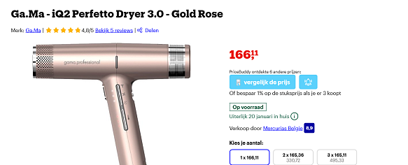 Haardroger van professionele kwaliteit Ga.Ma - iQ2 Perfetto Dryer 3.0 - Gold Rose