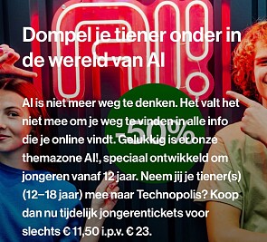 50% korting Technopolis jongeren (12−18 jaar)