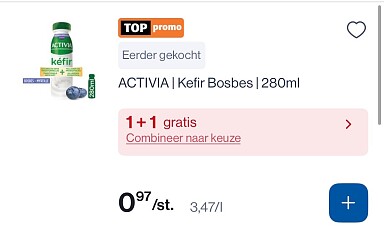 Activia kefir bosbes 280 ml goedkoper