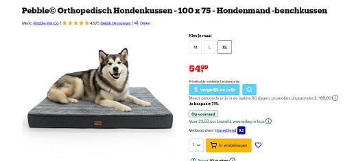 Groot honden kussen van Pebble 100x75cm