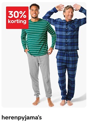 herenpyjama's 30% korting