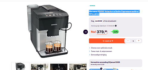 Siemens EQ500 Volautomatische Espressomachine | TP511R01