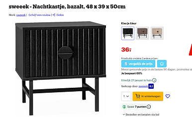 Koop nu: nachtkastje met 60% korting