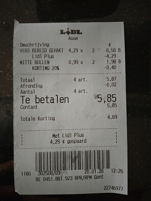 Lidl gehakt 1 + 1
