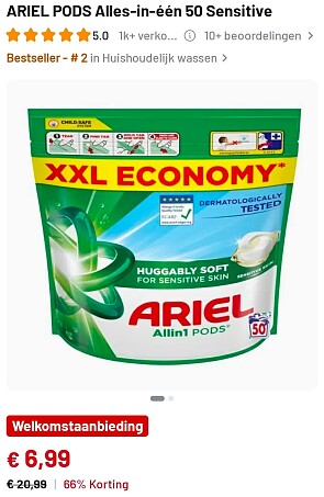 Ariel wasmiddel pods vanaf 14 cent/stuk bij Joybuy