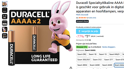 Duracell baterrij voor slechts 0.81€ per stuk!!