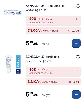 Sensodyne tandpasta goedkoper